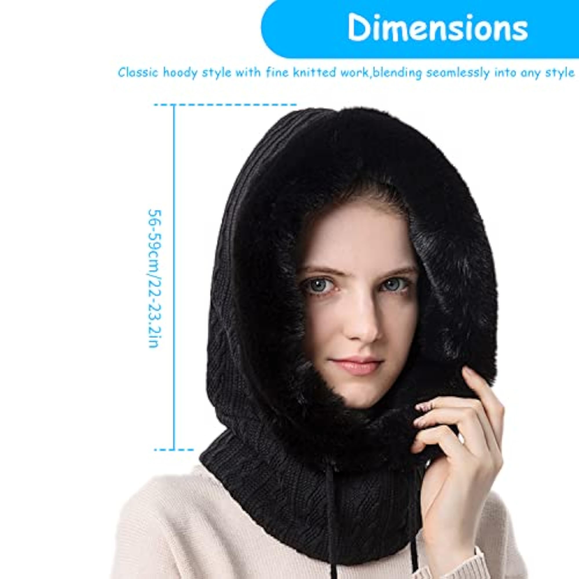 Knitted Winter Cap with Neck Warmer, Women